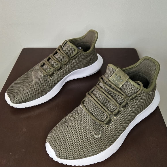Adidas Army Green Knit Sneakers - Boys 6 or Womens 7.5 - Picture 6 of 11